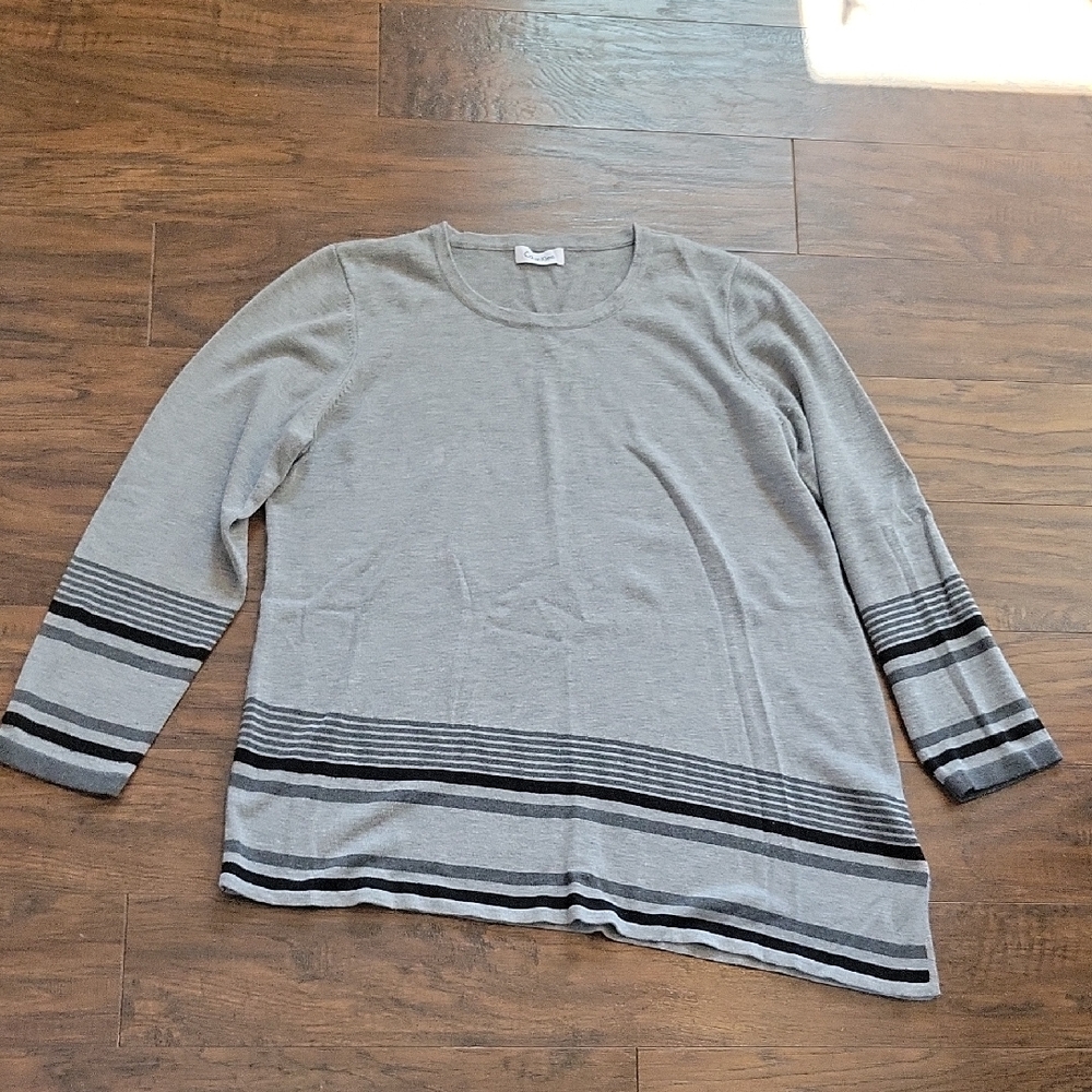 Light Gray Striped Knit Sweater